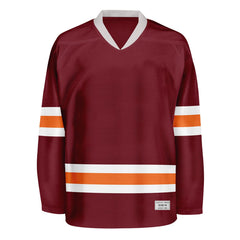 Blank Burgundy and orange Hockey Jersey