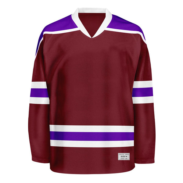 Blank Burgundy and purple Hockey Jersey With Shoulder Yoke