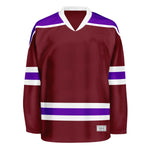 Blank Burgundy and purple Hockey Jersey With Shoulder Yoke thumbnail