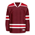 Blank Burgundy and red Hockey Jersey With Shoulder Yoke thumbnail