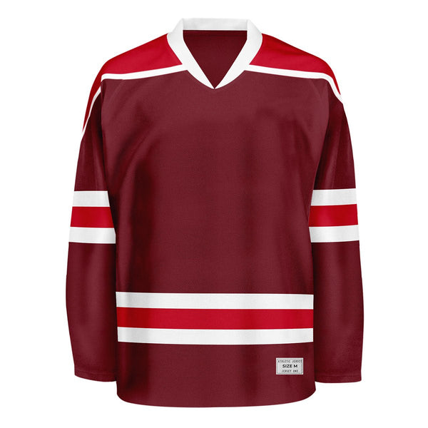 Blank Burgundy and red Hockey Jersey With Shoulder Yoke