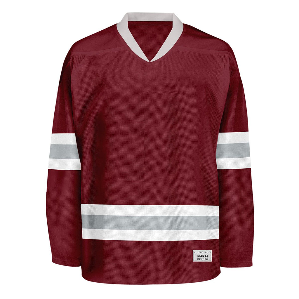 Blank Burgundy and grey Hockey Jersey