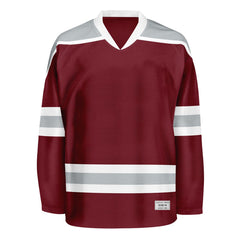 Blank Burgundy and grey Hockey Jersey With Shoulder Yoke