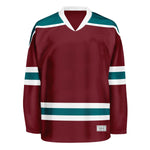 Blank Burgundy and teal Hockey Jersey With Shoulder Yoke thumbnail