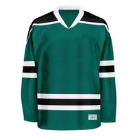 blank deep green and black hockey jersey with shoulder yoke thumbnail