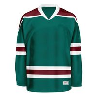 blank deep green and wine red hockey jersey with shoulder yoke thumbnail
