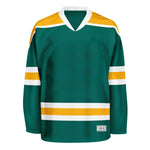 blank deep green and yellow hockey jersey with shoulder yoke thumbnail