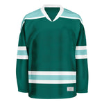 blank deep green and ice blue hockey jersey with shoulder yoke thumbnail