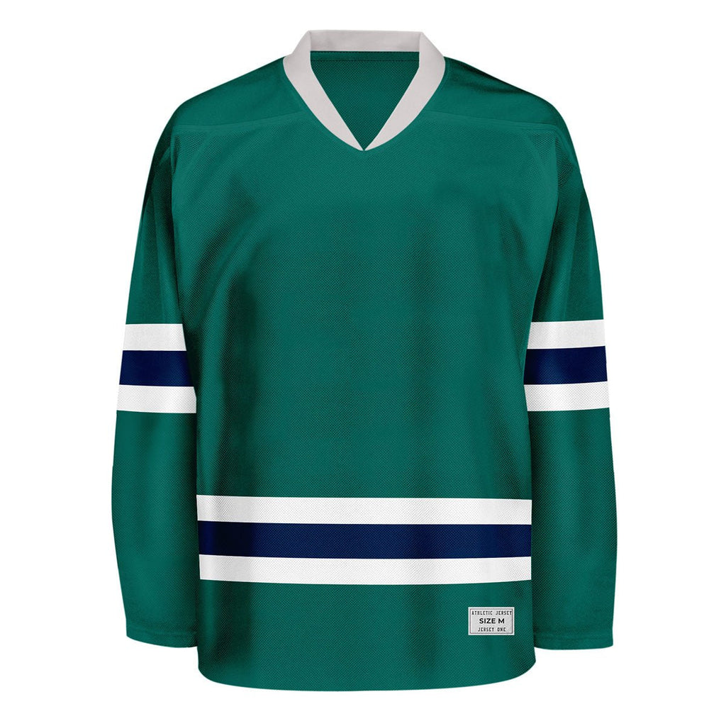 Blank Deep Green and navy Hockey Jersey