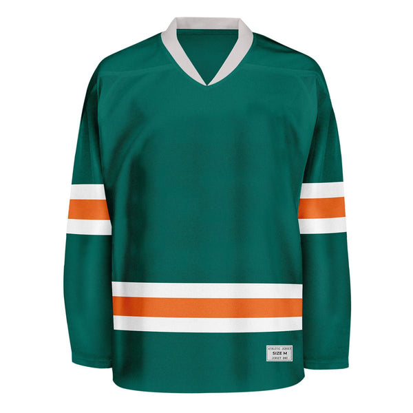 Blank Deep Green and orange Hockey Jersey