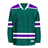 blank deep green and purple hockey jersey with shoulder yoke thumbnail