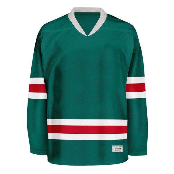 Blank Deep Green and red Hockey Jersey