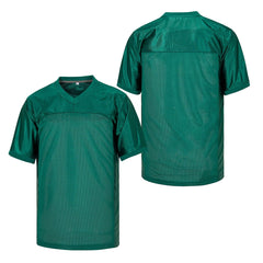 deep green blank football jersey - v neck flag football jersey - solid deep green - todder 2t to men's 5XL
