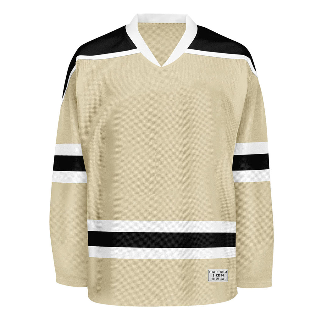 Blank Desert Sand and black Hockey Jersey With Shoulder Yoke