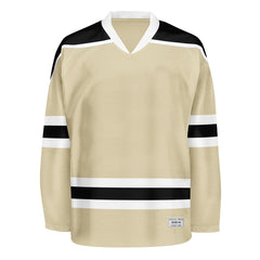 Blank Desert Sand and black Hockey Jersey With Shoulder Yoke