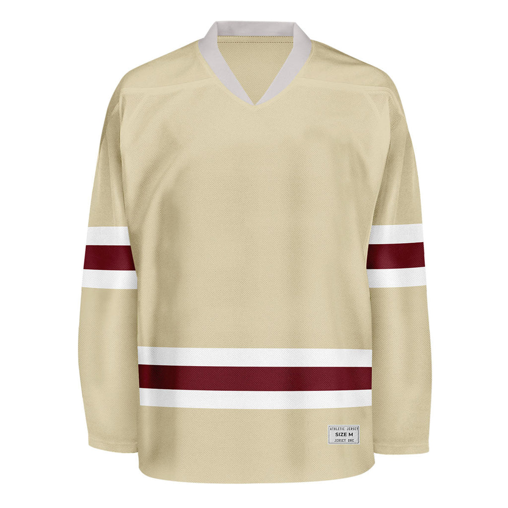 Blank Desert Sand and wine red Hockey Jersey
