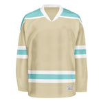 Blank Desert Sand and ice blue Hockey Jersey With Shoulder Yoke thumbnail