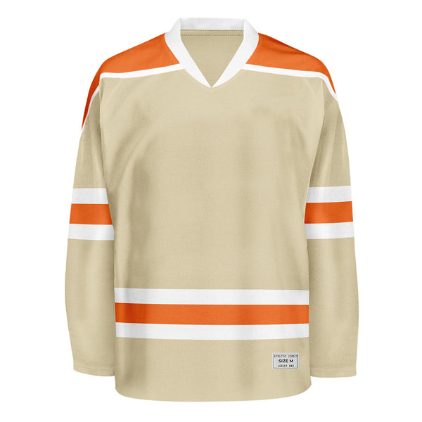 Blank Desert Sand and orange Hockey Jersey With Shoulder Yoke