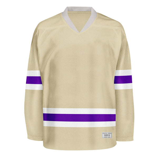 Blank Desert Sand and purple Hockey Jersey