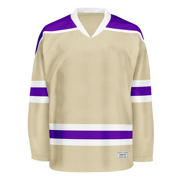 Blank Desert Sand and purple Hockey Jersey With Shoulder Yoke