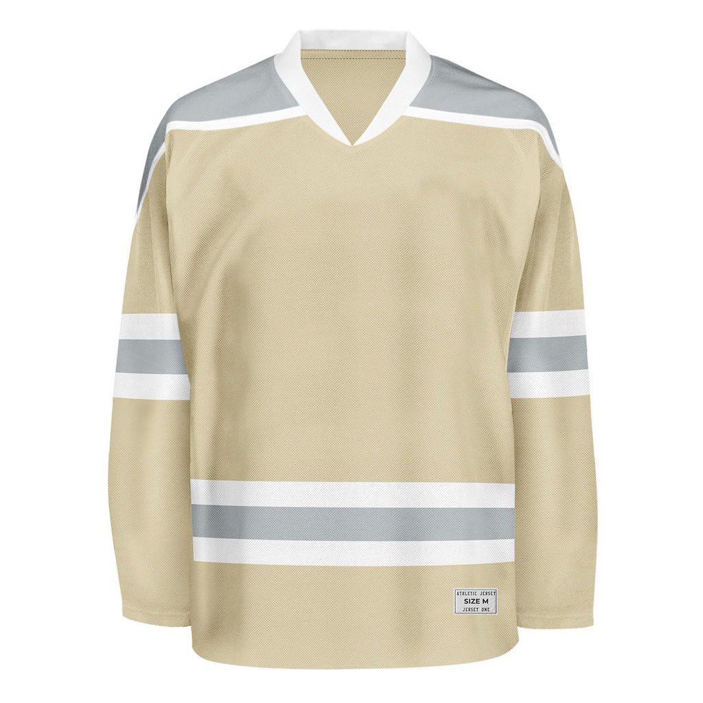 Blank Desert Sand and grey Hockey Jersey With Shoulder Yoke