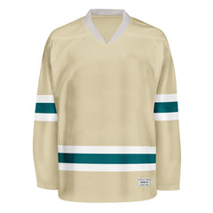 Blank Desert Sand and teal Hockey Jersey