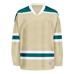 Blank Desert Sand and teal Hockey Jersey With Shoulder Yoke