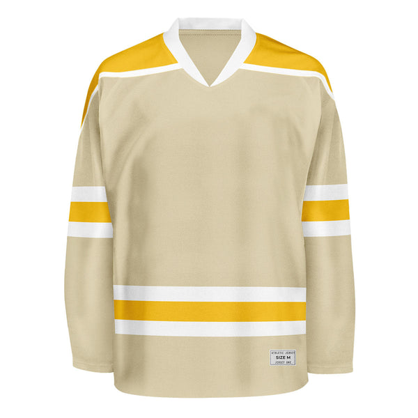Blank Desert Sand and yellow Hockey Jersey With Shoulder Yoke