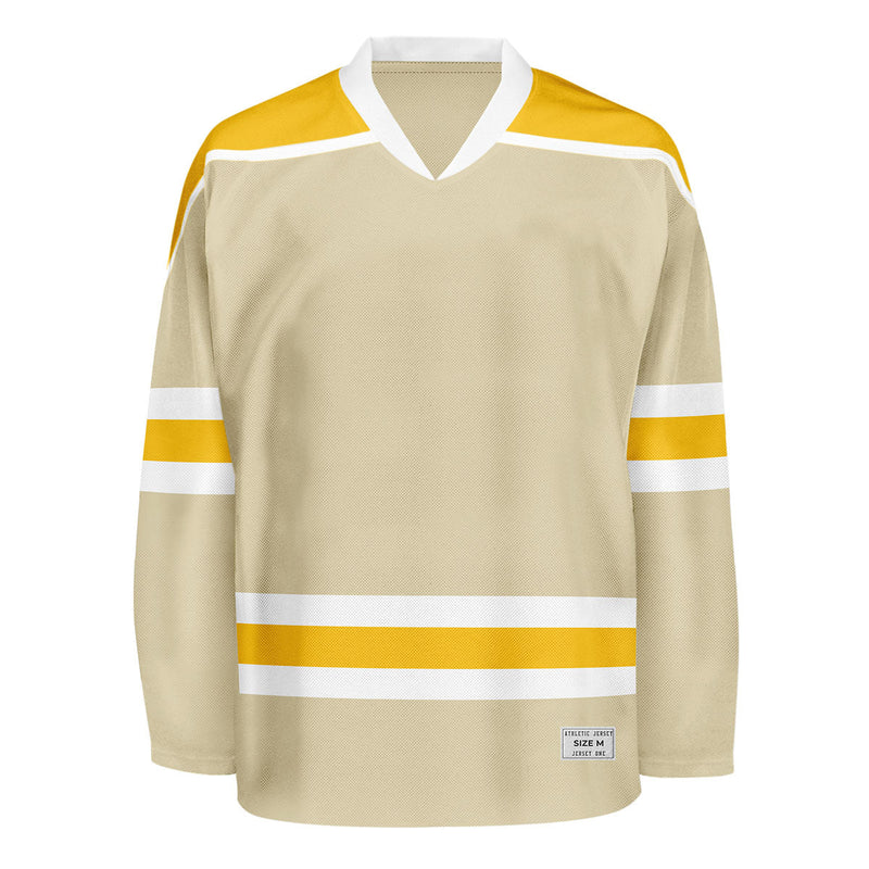 Blank Desert Sand and yellow Hockey Jersey With Shoulder Yoke