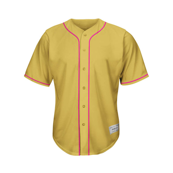 blank gold and deep pink baseball jersey front