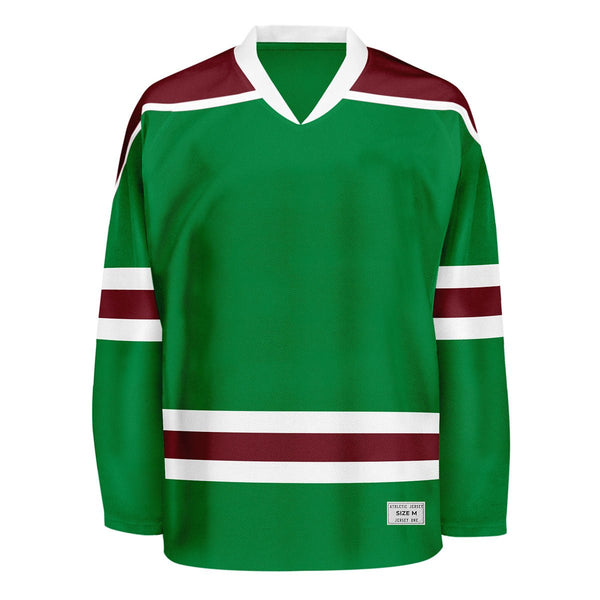 Blank Green and wine red Hockey Jersey With Shoulder Yoke