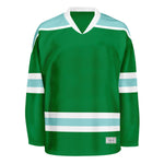 Blank Green and ice blue Hockey Jersey With Shoulder Yoke thumbnail