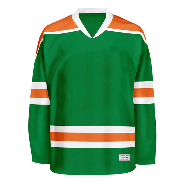 Blank Green and orange Hockey Jersey With Shoulder Yoke