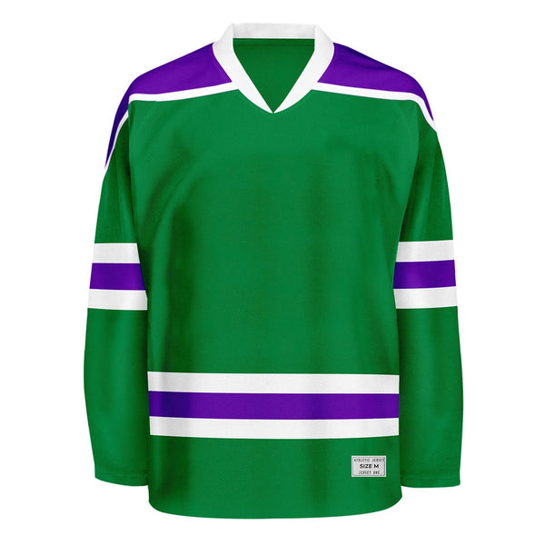 Blank Green and purple Hockey Jersey With Shoulder Yoke
