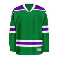 Blank Green and purple Hockey Jersey With Shoulder Yoke thumbnail