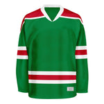 Blank Green and red Hockey Jersey With Shoulder Yoke thumbnail