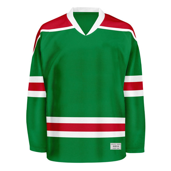 Blank Green and red Hockey Jersey With Shoulder Yoke