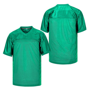 kelly green blank football jersey - v neck flag football jersey - solid kelly green - todder 2t to men's 5XL