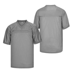 gray blank football jersey - v neck flag football jersey - solid gray - todder 2t to men's 5XL