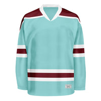 Blank Ice Blue and wine red Hockey Jersey With Shoulder Yoke thumbnail