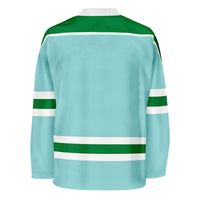 Blank Ice Blue And Green Hockey Jersey With Shoulder Yoke Jersey One thumbnail
