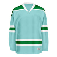Blank Ice Blue and green Hockey Jersey With Shoulder Yoke thumbnail