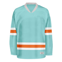 Blank Ice Blue and orange Hockey Jersey thumbnail