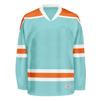 Blank Ice Blue and orange Hockey Jersey With Shoulder Yoke thumbnail
