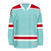 Blank Ice Blue and red Hockey Jersey With Shoulder Yoke thumbnail