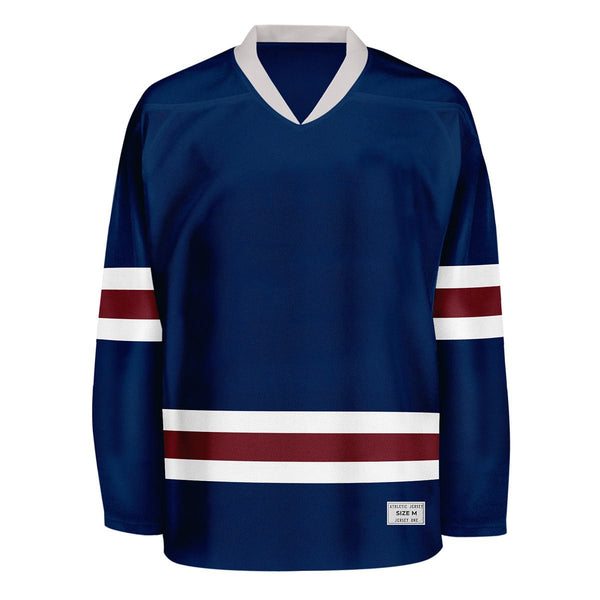 Blank Navy and wine red Hockey Jersey