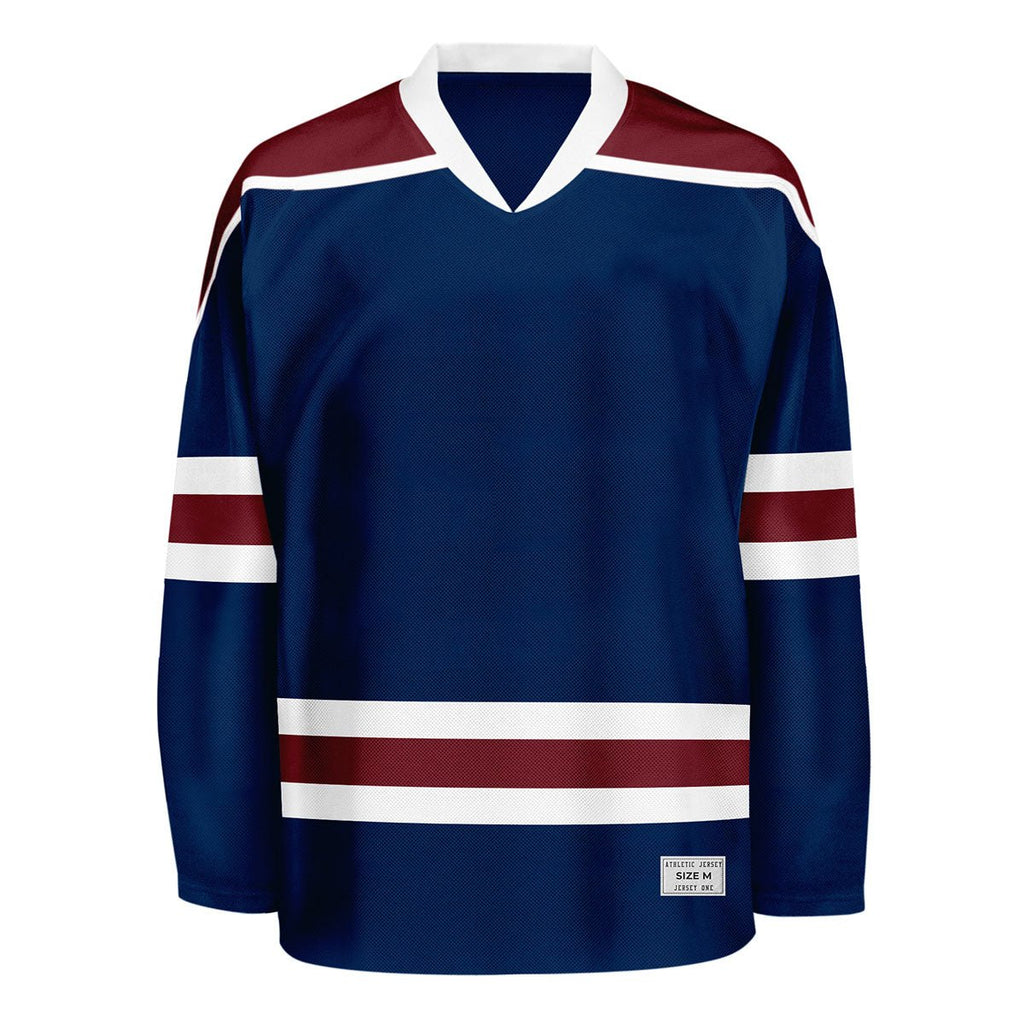 Navy Blank Hockey Jersey With Shoulder Yoke for Men and Youth