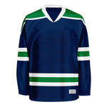 Blank Navy and green Hockey Jersey With Shoulder Yoke thumbnail