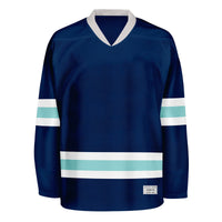 Blank Navy and ice blue Hockey Jersey thumbnail