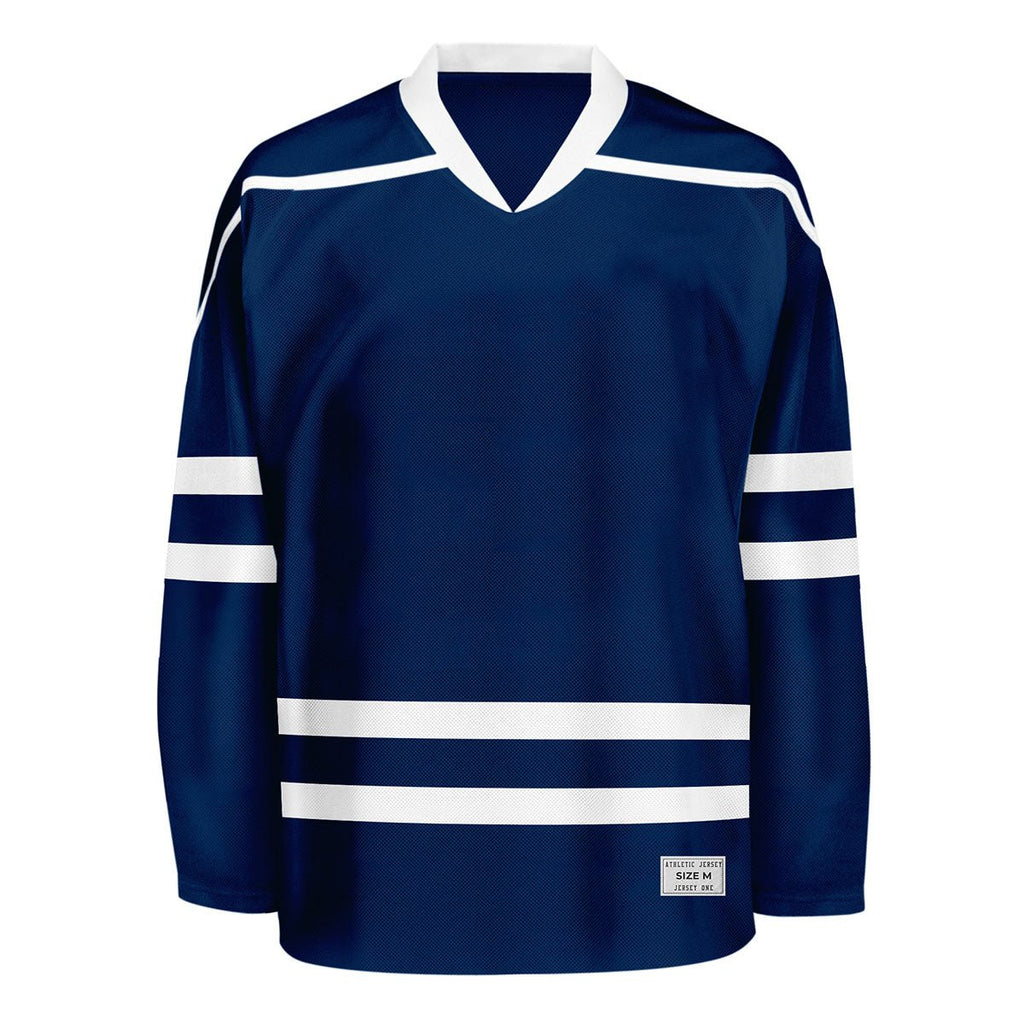 Blank Navy Hockey Jersey With Shoulder Yoke